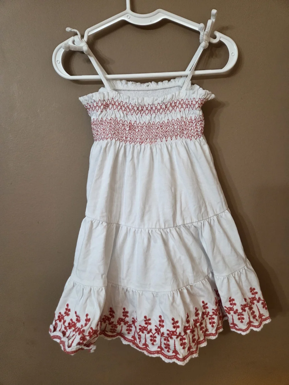 Ralph Lauren White Sundress with Red Embroidery
